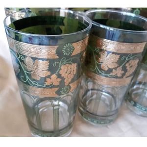 Set of 10 Mid Century Modern Green Collins Glasses